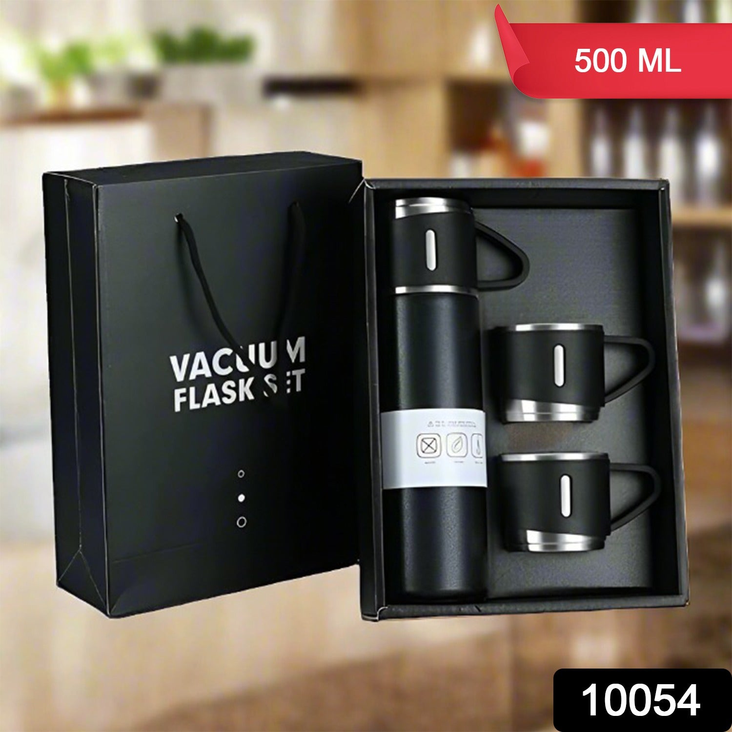 Stainless Steel Vacuum Flask Set With 3 Steel Cups Combo For Coffee Hot Drink And Cold Water Flask Ideal Gifting Travel Friendly Latest Flask Bottle. (500ml) Stainless Steel Vacuum Flask Set With 3 Steel Cups Combo For Coffee Hot Drink And Cold Water Flask Ideal Gifting Travel Friendly Latest Flask Bottle. (500ml)